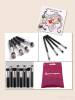 Premium Synthetic Kabuki Makeup Brush Set Cosmetics Foundation Blending Blush Eyeliner Face Powder Brush Makeup Brush Kit (8pcs, Silver Black)