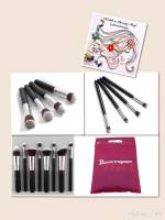 Premium Synthetic Kabuki Makeup Brush Set Cosmetics Foundation Blending Blush Eyeliner Face Powder Brush Makeup Brush Kit (8pcs, Silver Black)